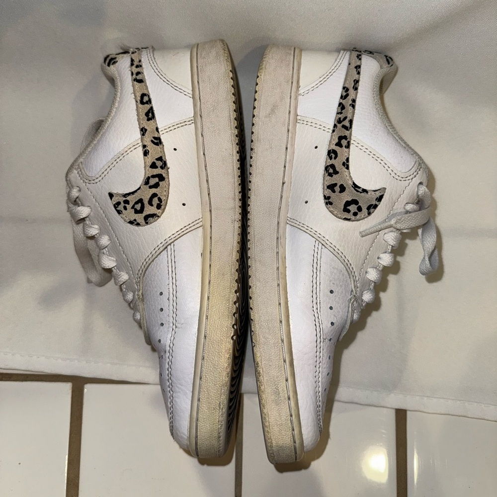 Nike White and Black Cheetah Print Sneakers - Picture 5 of 7